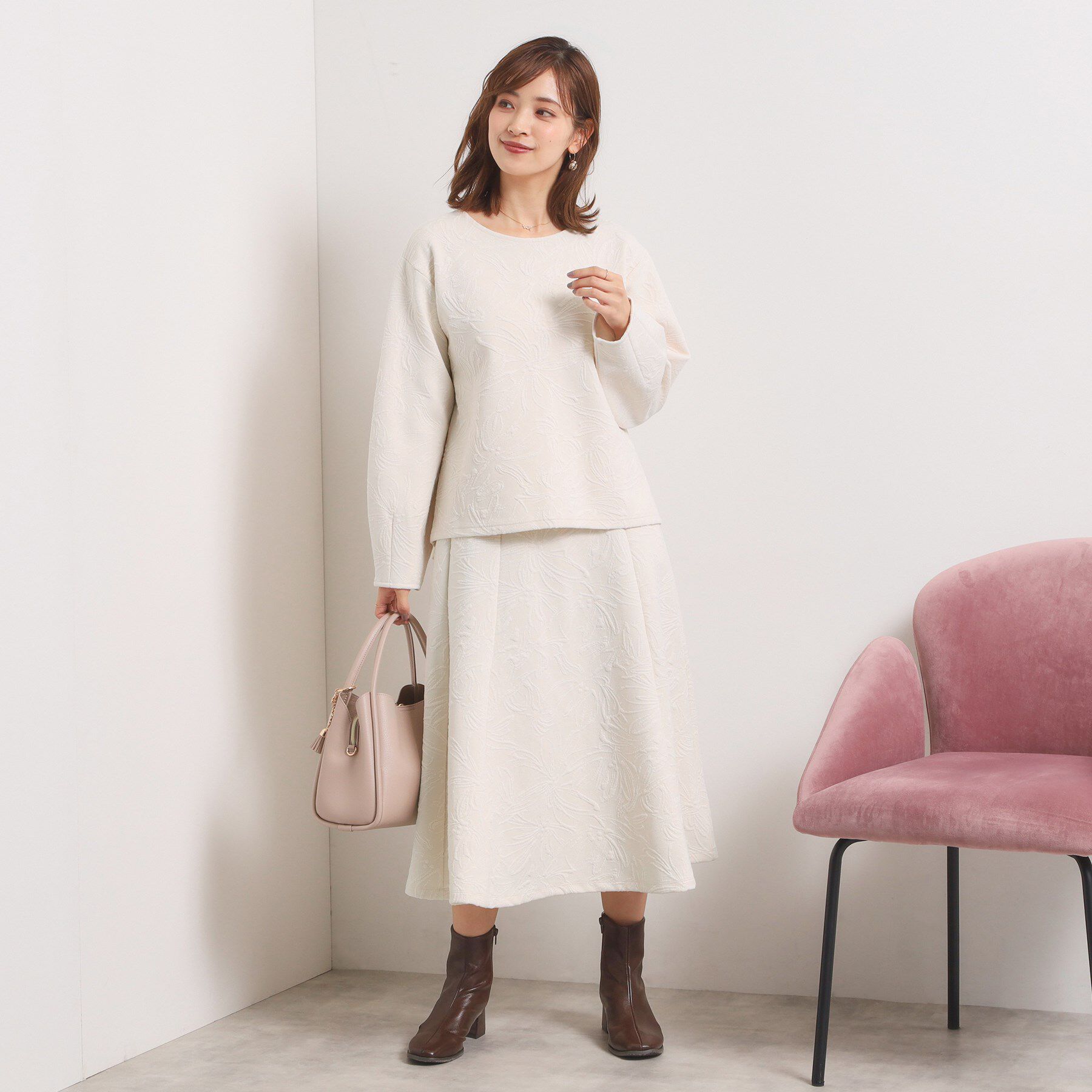 ITS&rsquo;DEMO「【手洗い可／セットアップ可】花柄ジャカードスカート」|スカート|