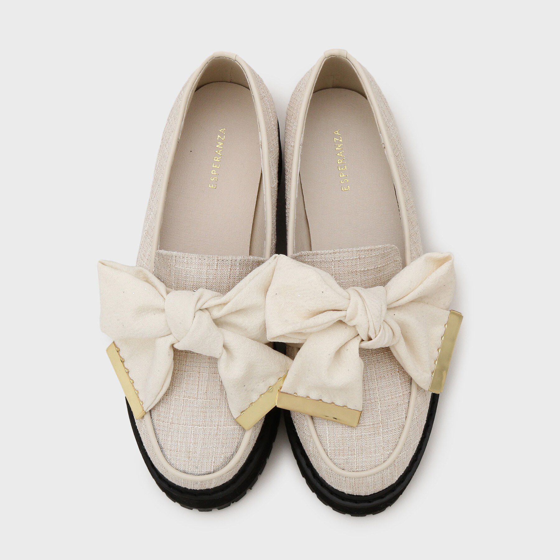 ESPERANZA「晴雨兼用リボン厚底ローファー」|パンプス|