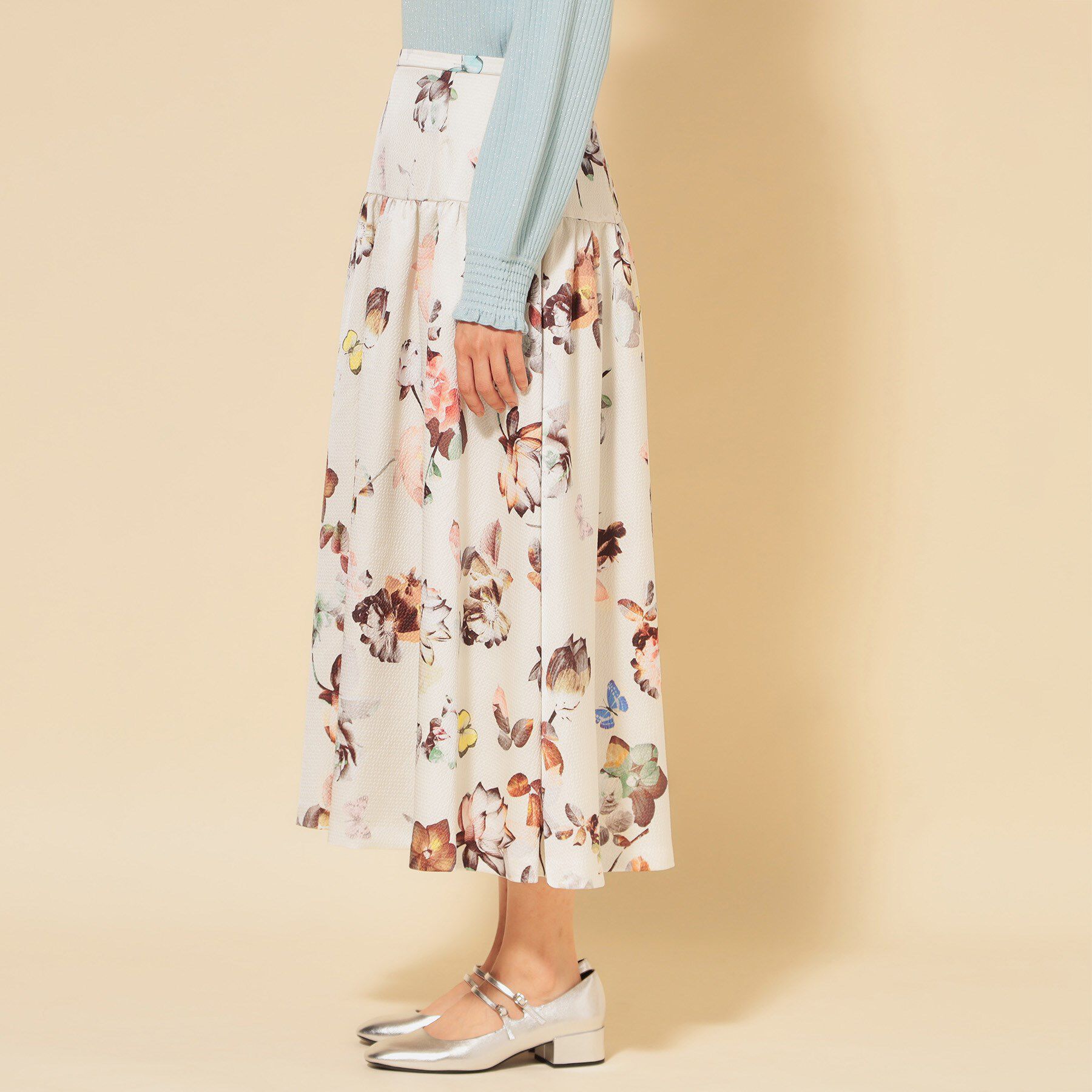 SunaUna「【COLLECTION LINE】花柄タックスカート」|スカート|