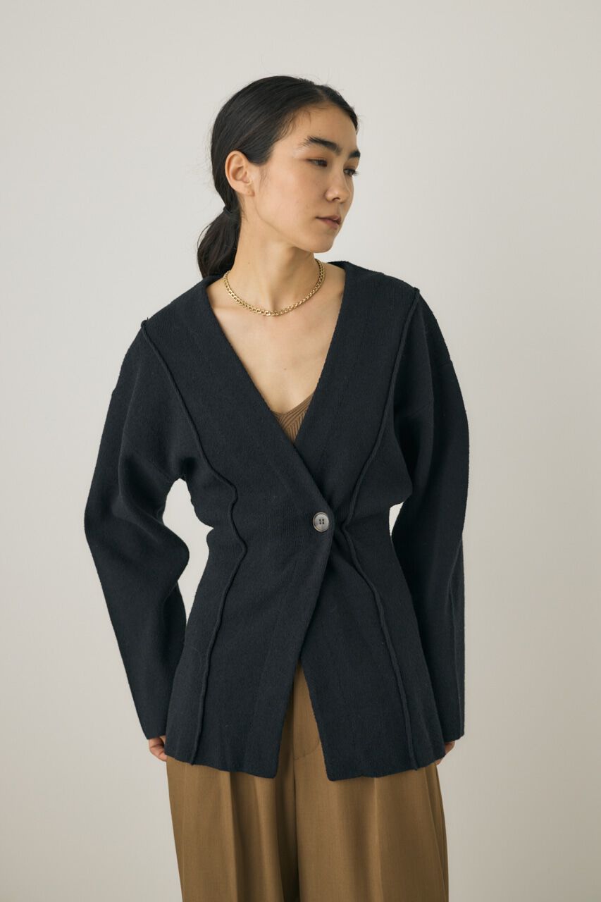 MOUSSY「ニットジャケット　素材の一部にオーガニックコットン使用」|シャツ・ブラウス|BLK