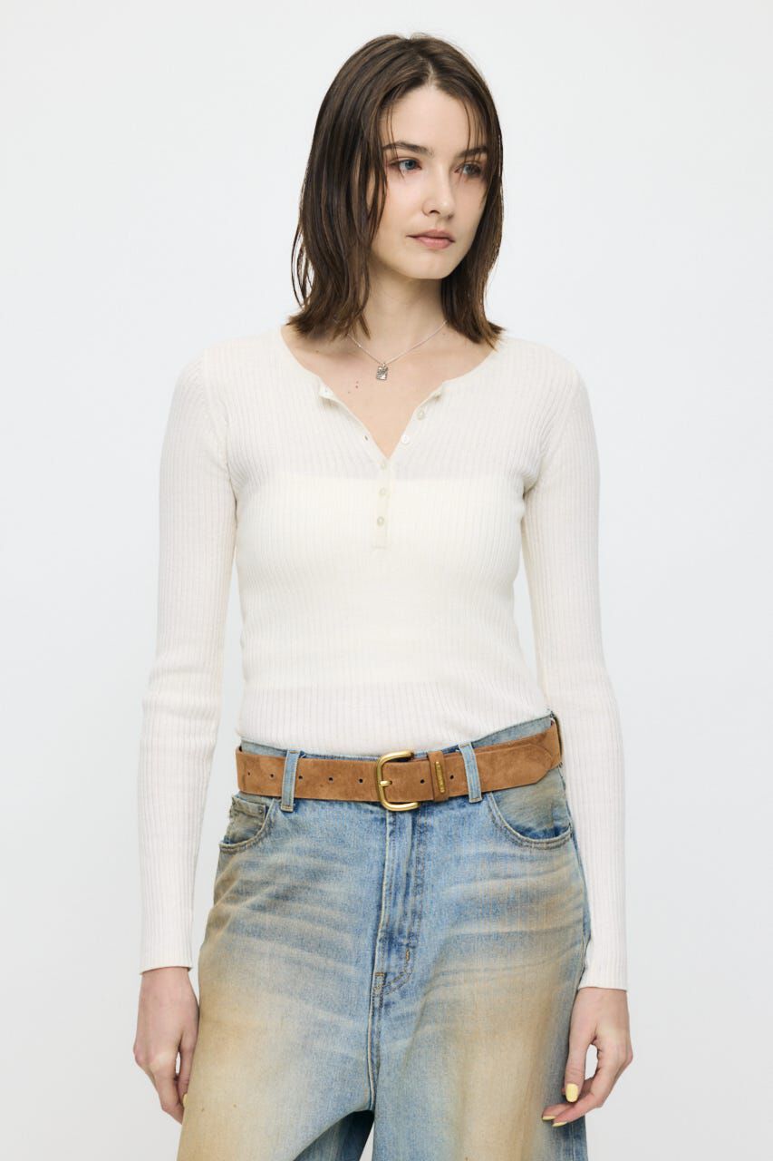 MOUSSY「SILK MIX HENRY NECK トップス」|ニット・セーター|
