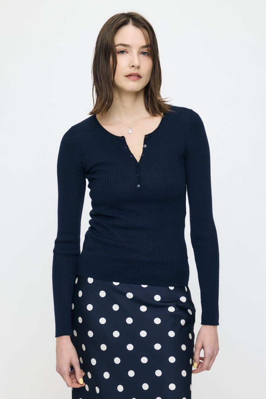 MOUSSY「SILK MIX HENRY NECK トップス」|ニット・セーター|