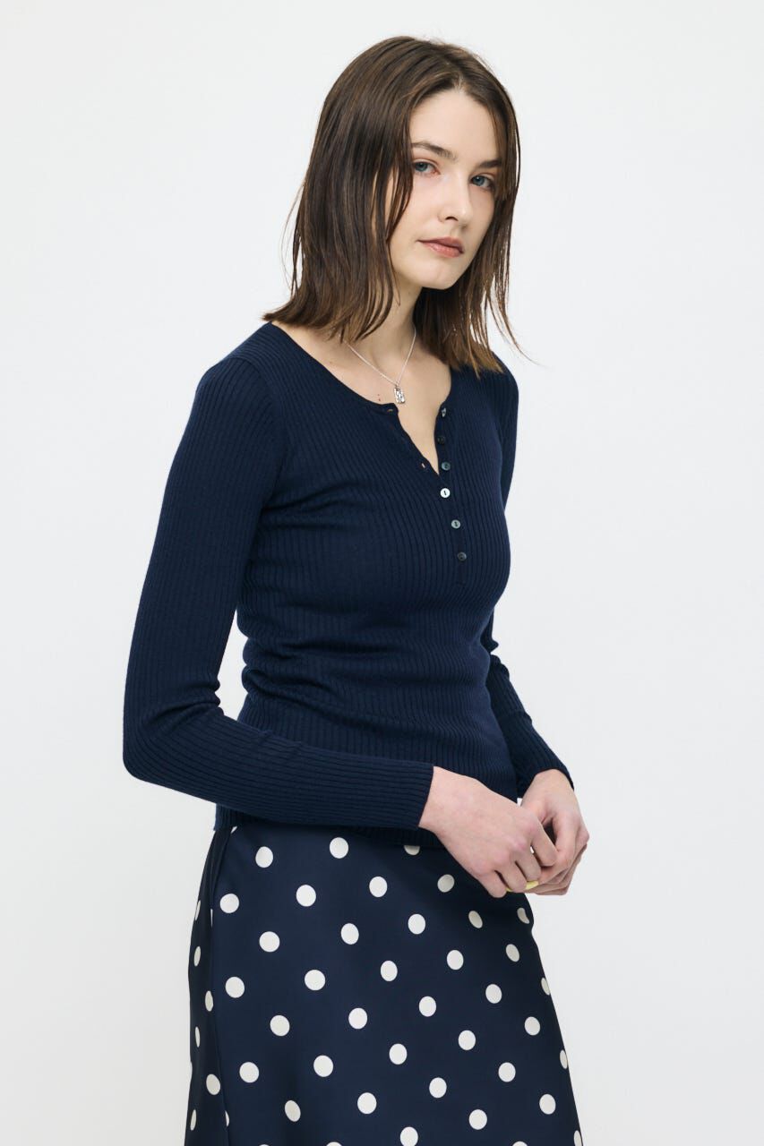 MOUSSY「SILK MIX HENRY NECK トップス」|ニット・セーター|
