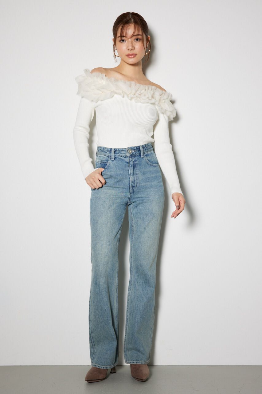 rienda「ShapelyMakeジャストウエストデニムパンツ」|デニム|