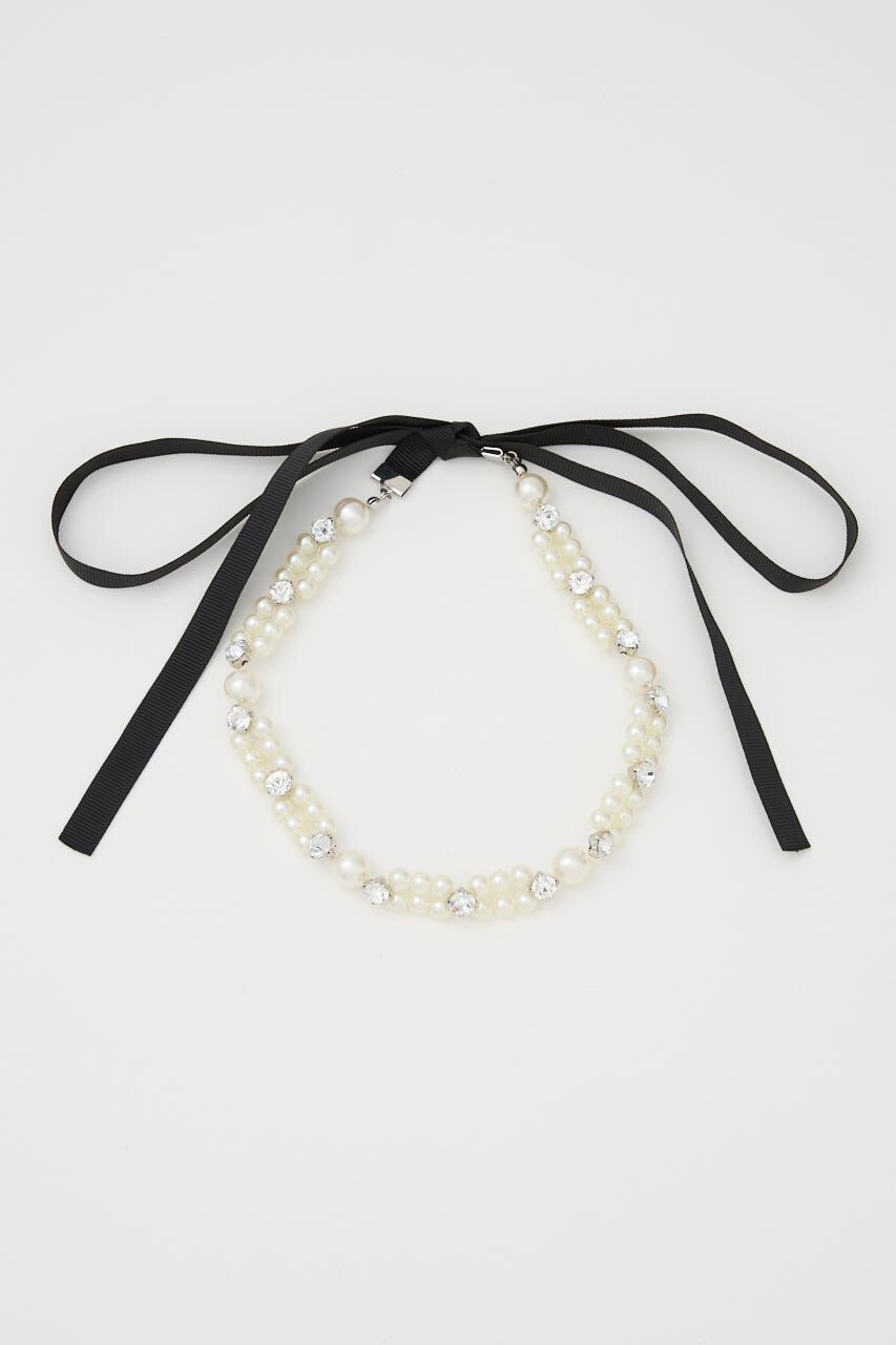 rienda「リボン付きフェイクパールチョーカー」|ネックレス|