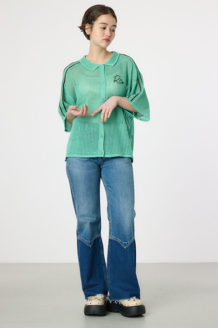 RODEO CROWNS「透かし編ラインカーディガン」|カーディガン|