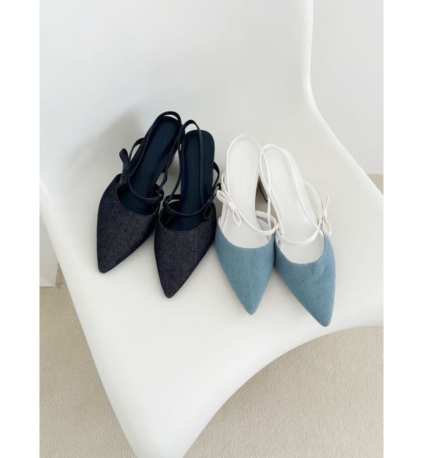 MERCURYDUO「デニムポインテッドミュール」|パンプス|