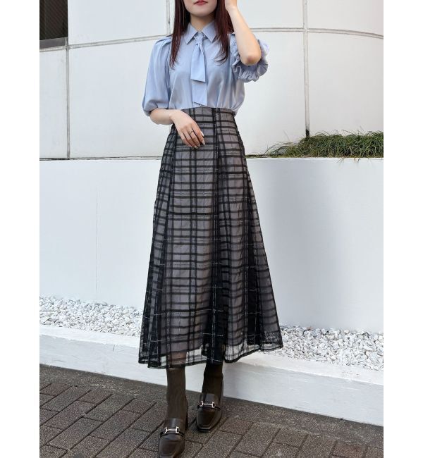 MERCURYDUO「オリジナルチュールチェックフレアスカート」|スカート|