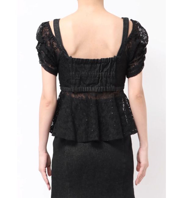 MERCURYDUO「レースレイヤードデニムトップス」|シャツ・ブラウス|