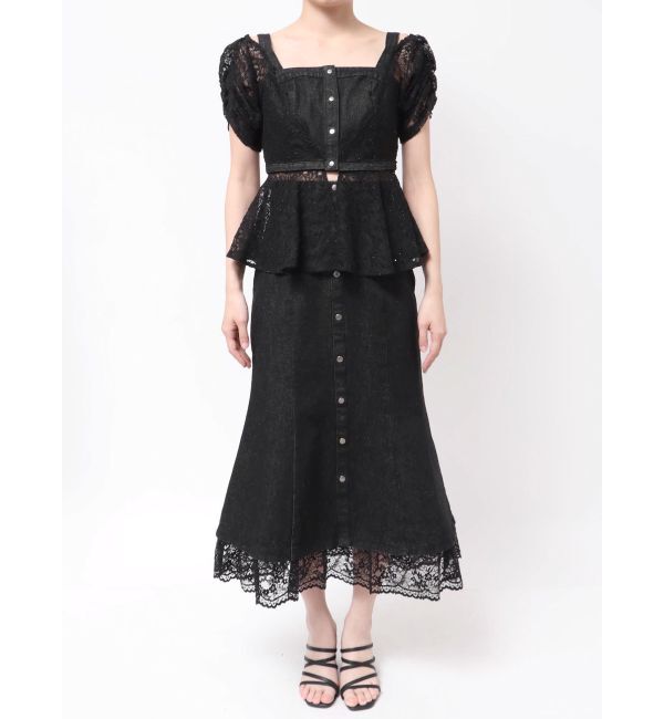 MERCURYDUO「レースレイヤードデニムトップス」|シャツ・ブラウス|