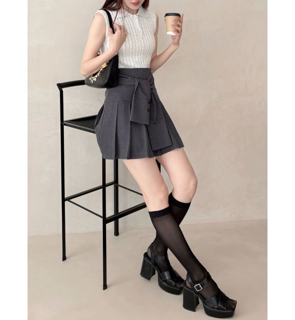 MERCURYDUO「ツイストプリーツミニスカパン」|スカート|