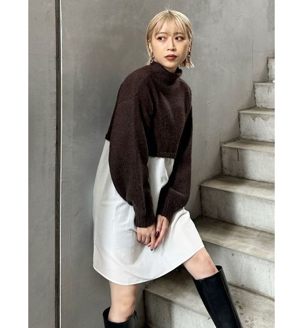 MURUA「スタンドネックニットドッキングワンピース」|ワンピース|