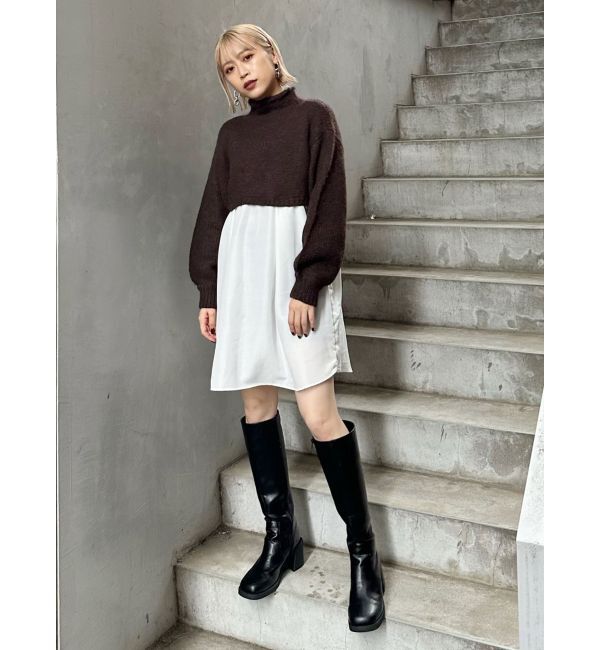 MURUA「スタンドネックニットドッキングワンピース」|ワンピース|