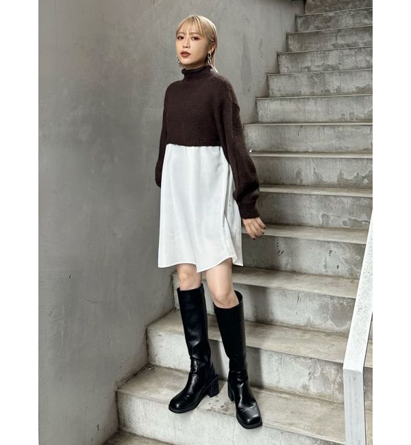 MURUA「スタンドネックニットドッキングワンピース」|ワンピース|