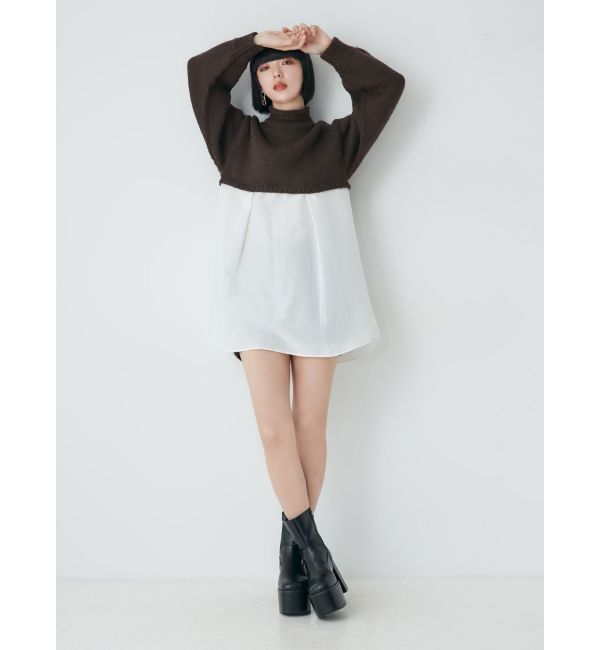 MURUA「スタンドネックニットドッキングワンピース」|ワンピース|