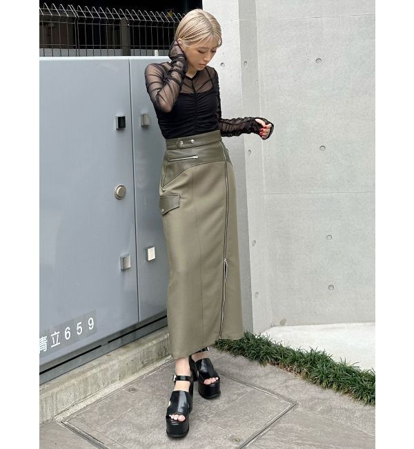 MURUA「スリットナローレザースカート」|スカート|
