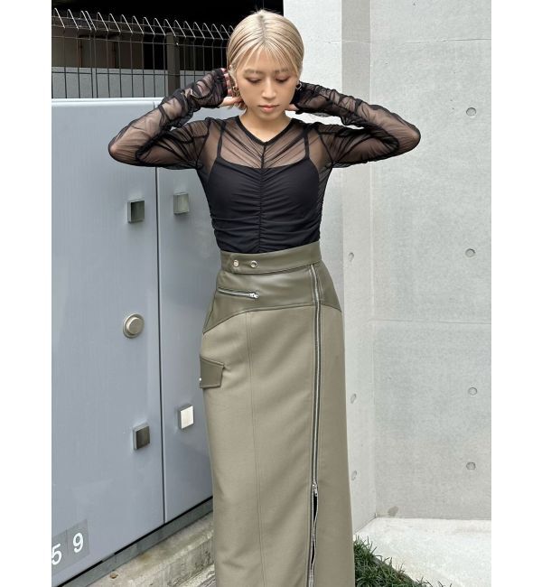 MURUA「スリットナローレザースカート」|スカート|