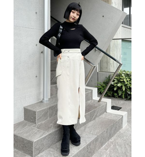 MURUA「スリットナローレザースカート」|スカート|