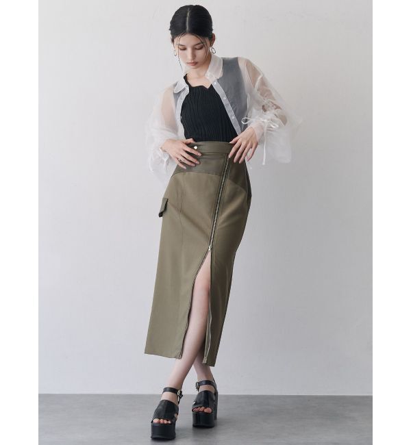 MURUA「スリットナローレザースカート」|スカート|