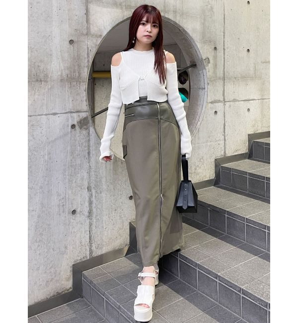 MURUA「スリットナローレザースカート」|スカート|