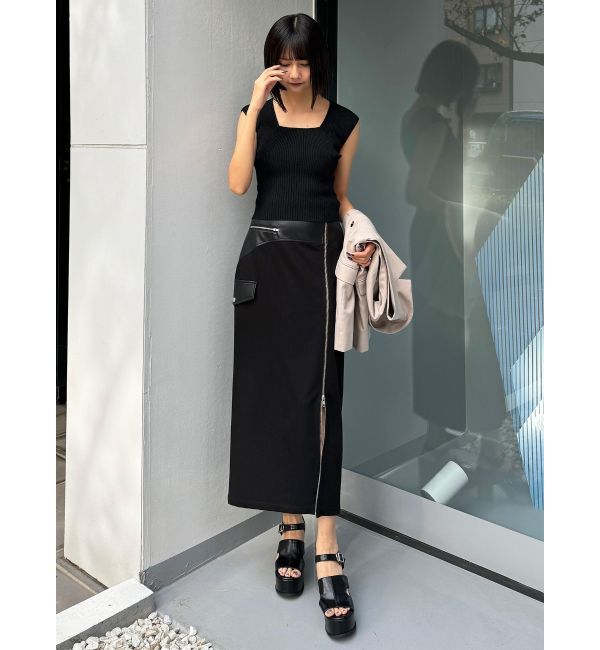 MURUA「スリットナローレザースカート」|スカート|