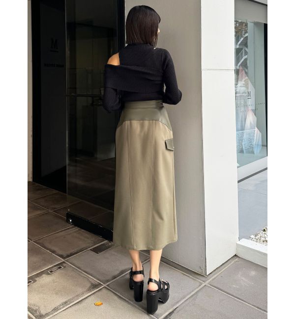 MURUA「スリットナローレザースカート」|スカート|