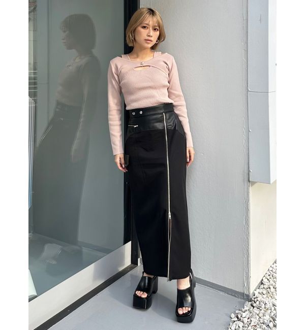 MURUA「スリットナローレザースカート」|スカート|