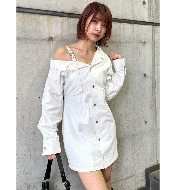 MURUA「アシメショルダーミニシャツワンピース」|ワンピース|
