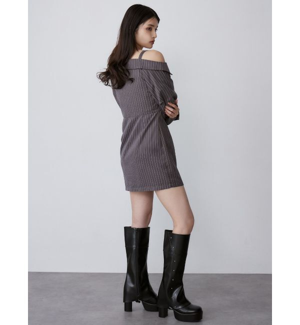 MURUA「アシメショルダーミニシャツワンピース」|ワンピース|