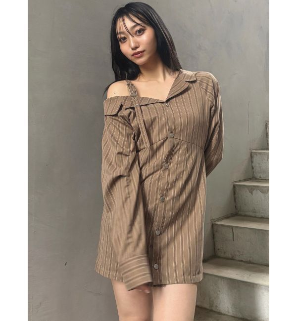 MURUA「アシメショルダーミニシャツワンピース」|ワンピース|