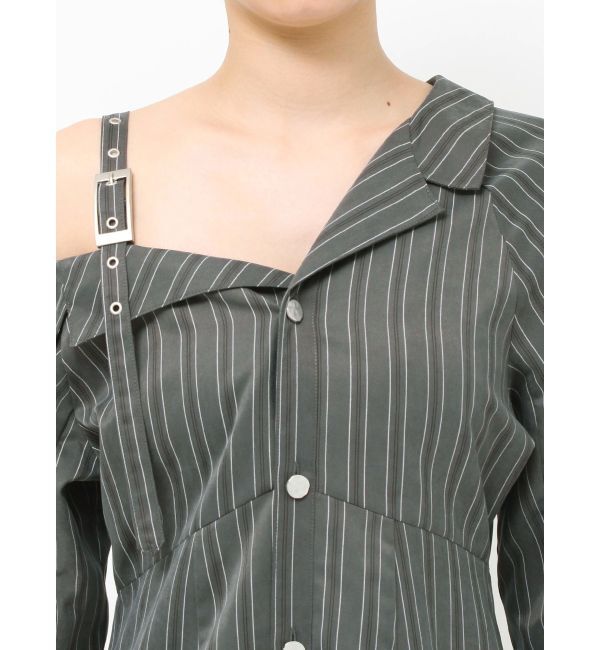 MURUA「アシメショルダーミニシャツワンピース」|ワンピース|