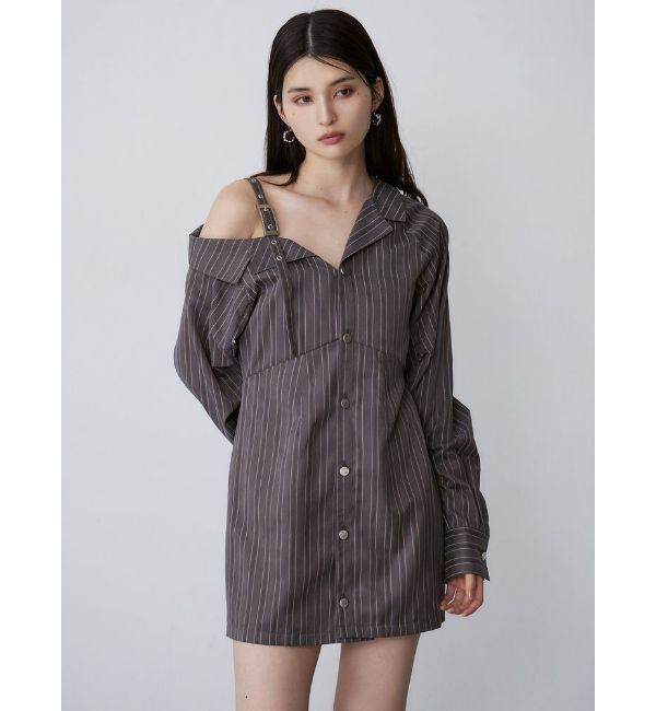 MURUA「アシメショルダーミニシャツワンピース」|ワンピース|