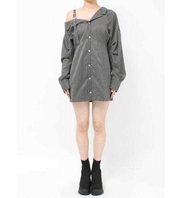 MURUA「アシメショルダーミニシャツワンピース」|ワンピース|