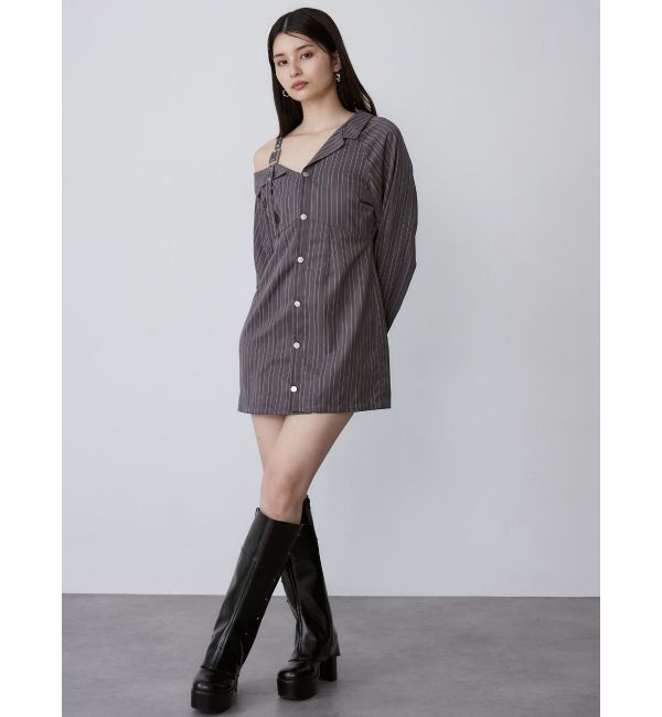 MURUA「アシメショルダーミニシャツワンピース」|ワンピース|