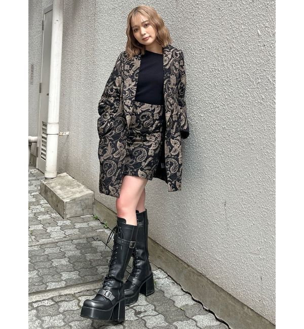 MURUA「【YUKKOコラボ】レースアップジャガードミニスカート【セットアップ着用可】」|スカート|