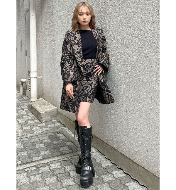 MURUA「【YUKKOコラボ】レースアップジャガードミニスカート【セットアップ着用可】」|スカート|