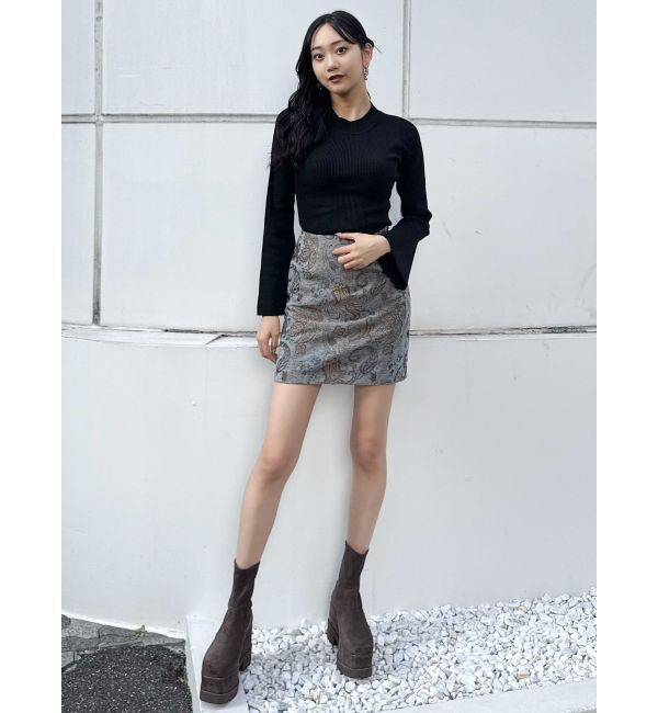 MURUA「【YUKKOコラボ】レースアップジャガードミニスカート【セットアップ着用可】」|スカート|