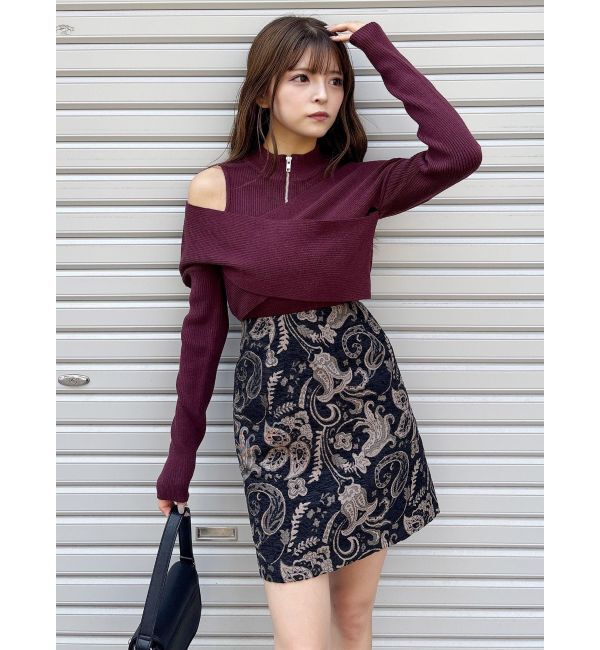 MURUA「【YUKKOコラボ】レースアップジャガードミニスカート【セットアップ着用可】」|スカート|