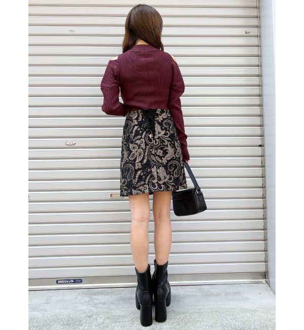 MURUA「【YUKKOコラボ】レースアップジャガードミニスカート【セットアップ着用可】」|スカート|