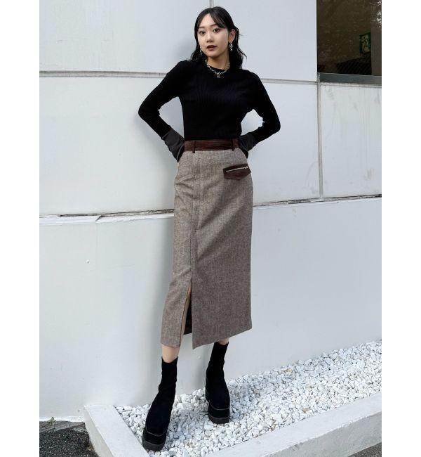 MURUA「MIXパターンスリットナロースカート」|スカート|