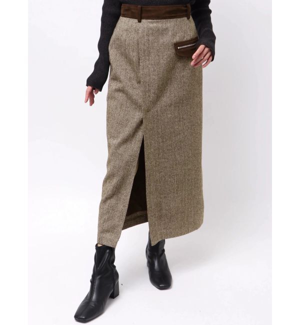 MURUA「MIXパターンスリットナロースカート」|スカート|