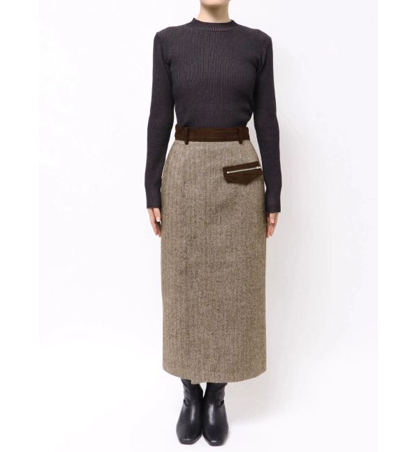 MURUA「MIXパターンスリットナロースカート」|スカート|