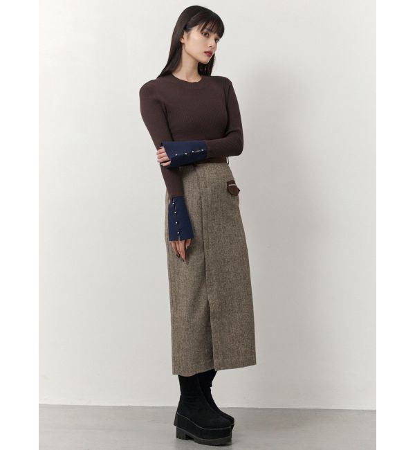 MURUA「MIXパターンスリットナロースカート」|スカート|