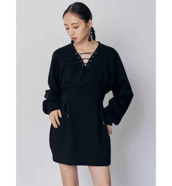 MURUA「デザインレースアップミニワンピース」|ワンピース|