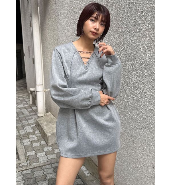 MURUA「デザインレースアップミニワンピース」|ワンピース|