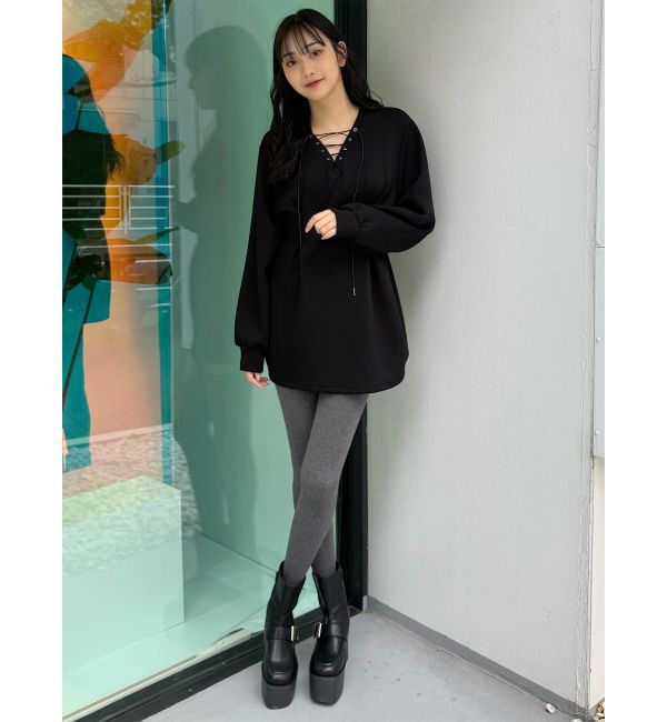 MURUA「デザインレースアップミニワンピース」|ワンピース|