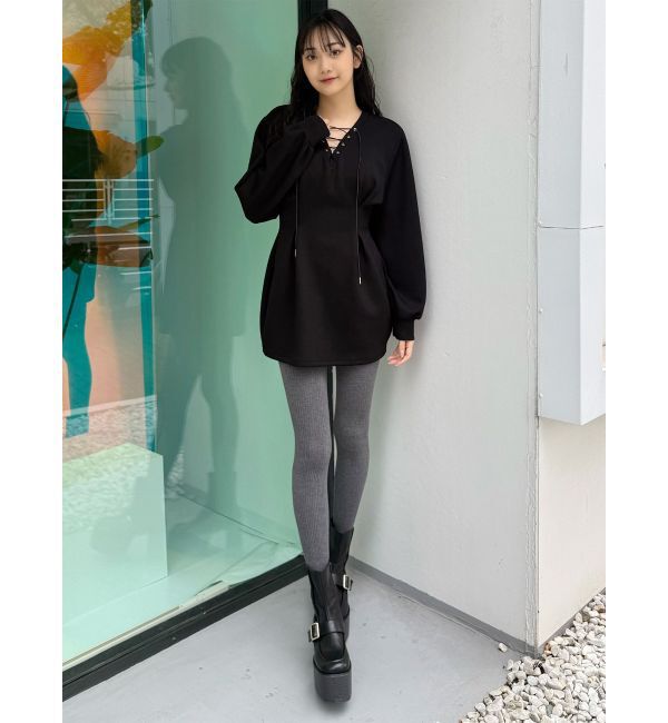 MURUA「デザインレースアップミニワンピース」|ワンピース|