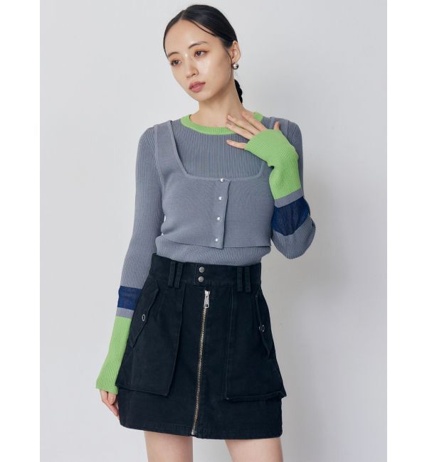 MURUA「バイカラーレイヤードニット」|ニット・セーター|