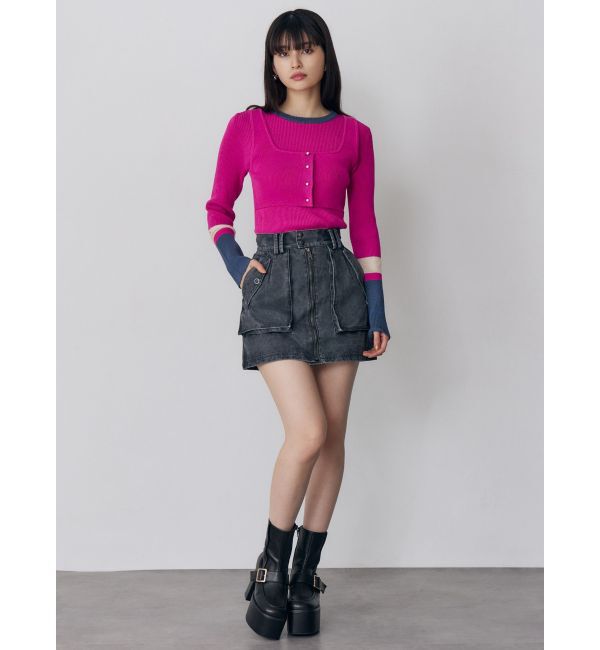 MURUA「バイカラーレイヤードニット」|ニット・セーター|