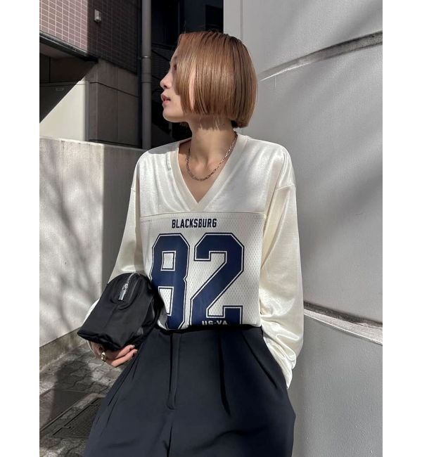 Ungrid「メッシュコンビナンバリングロングスリーブTee」|Tシャツ・カットソー|